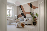 Minimalist Charcoal and Clay Arcs Wall Mural