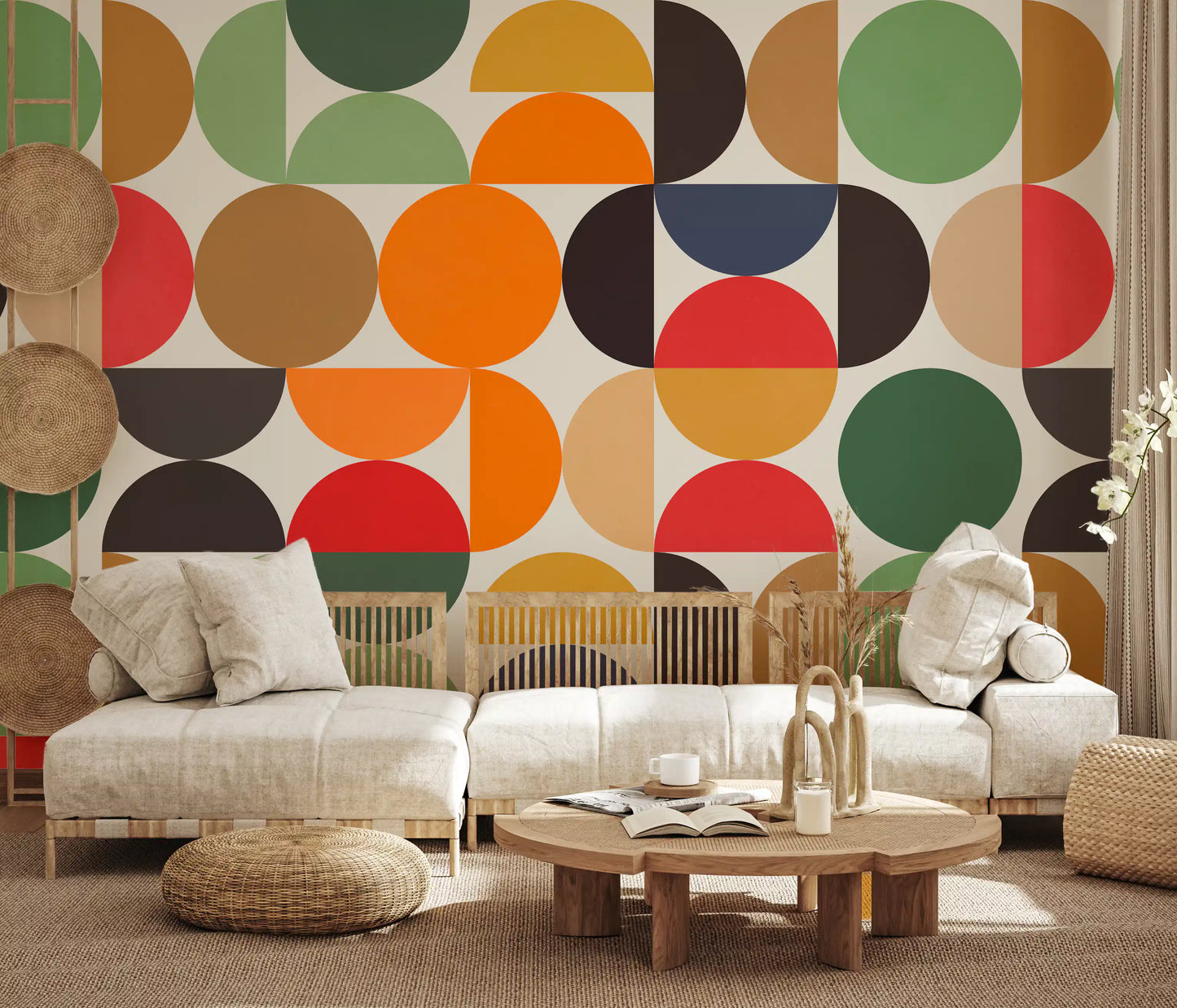 Bohemian Abstract Geo Circles Wall Mural