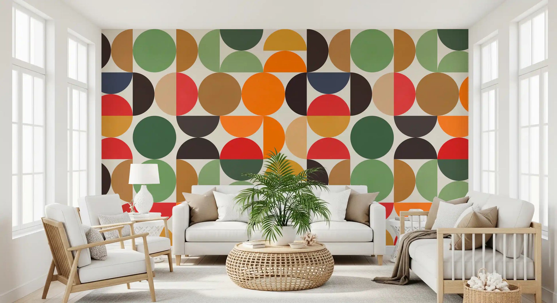 Bohemian Abstract Geo Circles Wall Mural