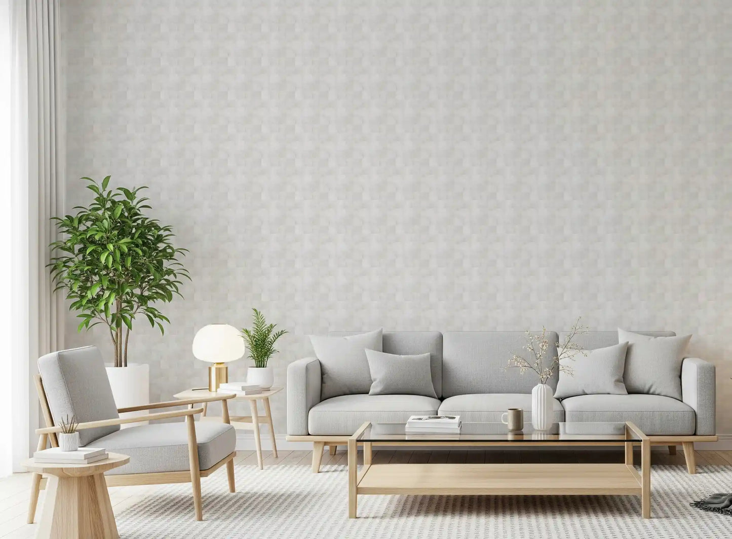 Zellige Style Square Tiles - Ghost Wallpaper⁠