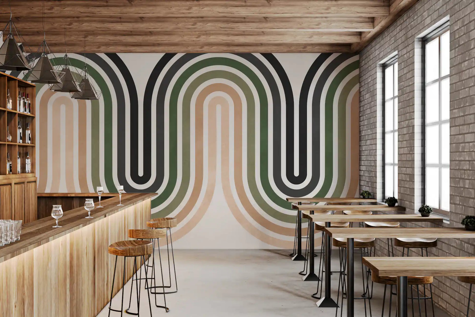 Abstract Earthy Wave Arches Wall Mural