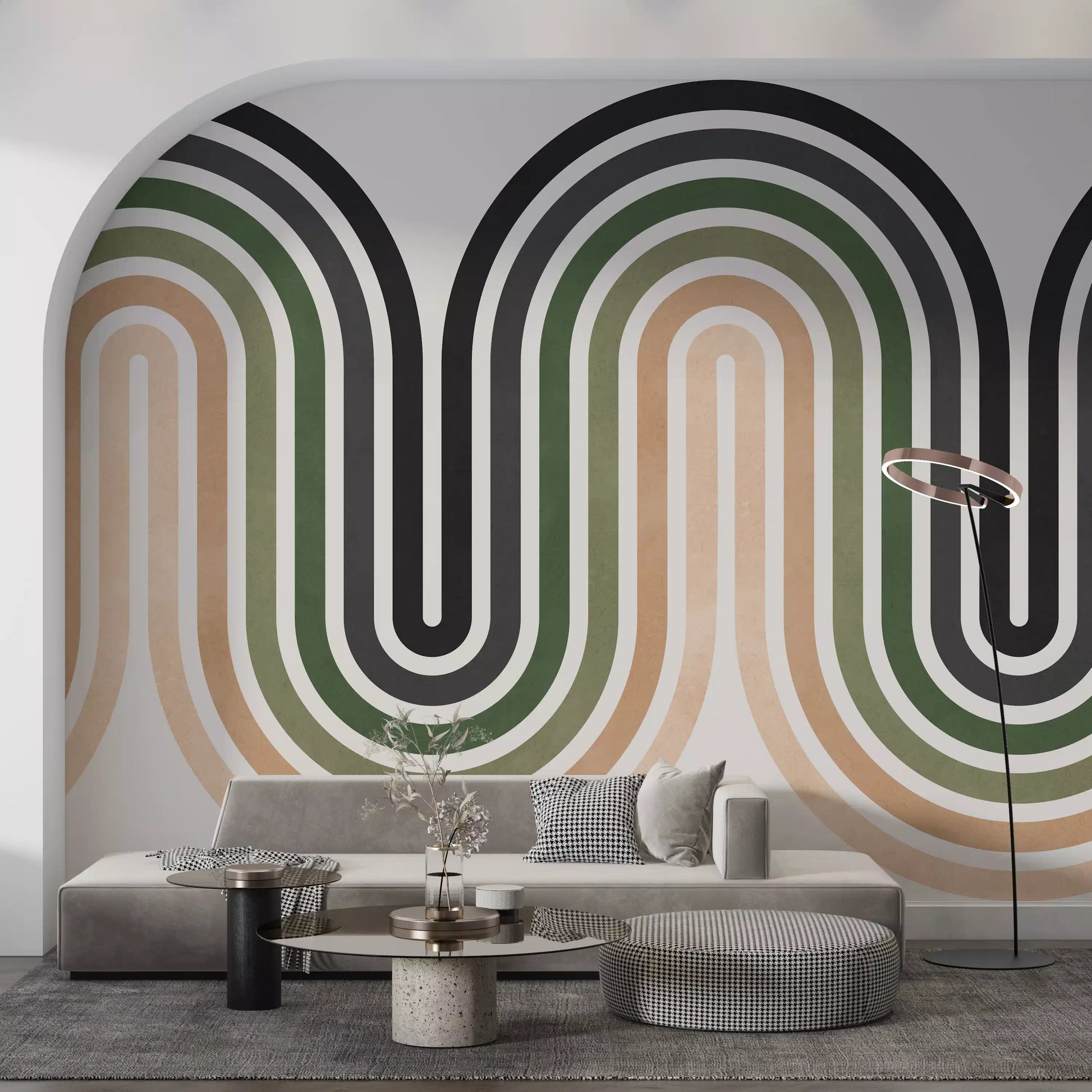 Abstract Earthy Wave Arches Wall Mural