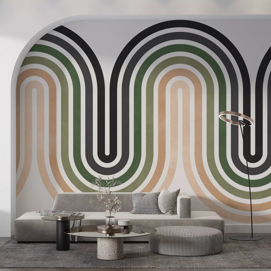 Abstract Earthy Wave Arches Wall Mural