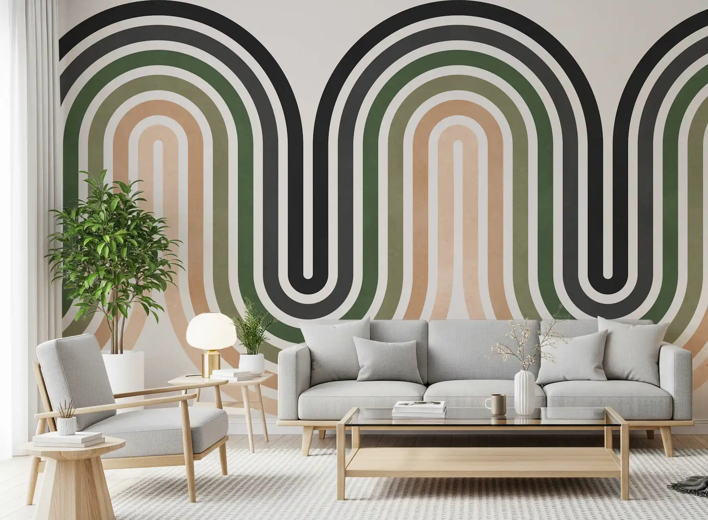 Abstract Earthy Wave Arches Wall Mural