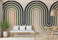 Abstract Earthy Wave Arches Wall Mural