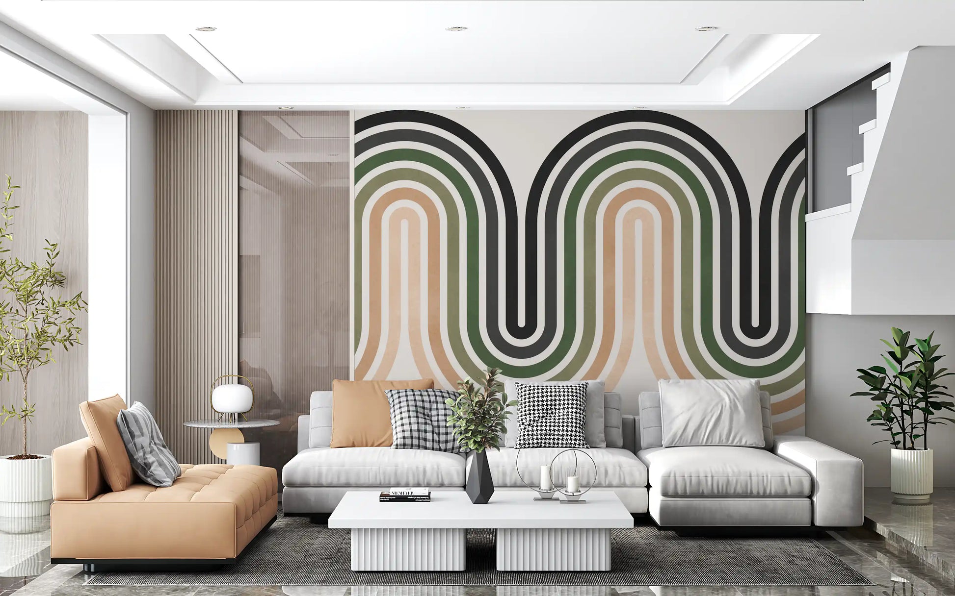 Abstract Earthy Wave Arches Wall Mural