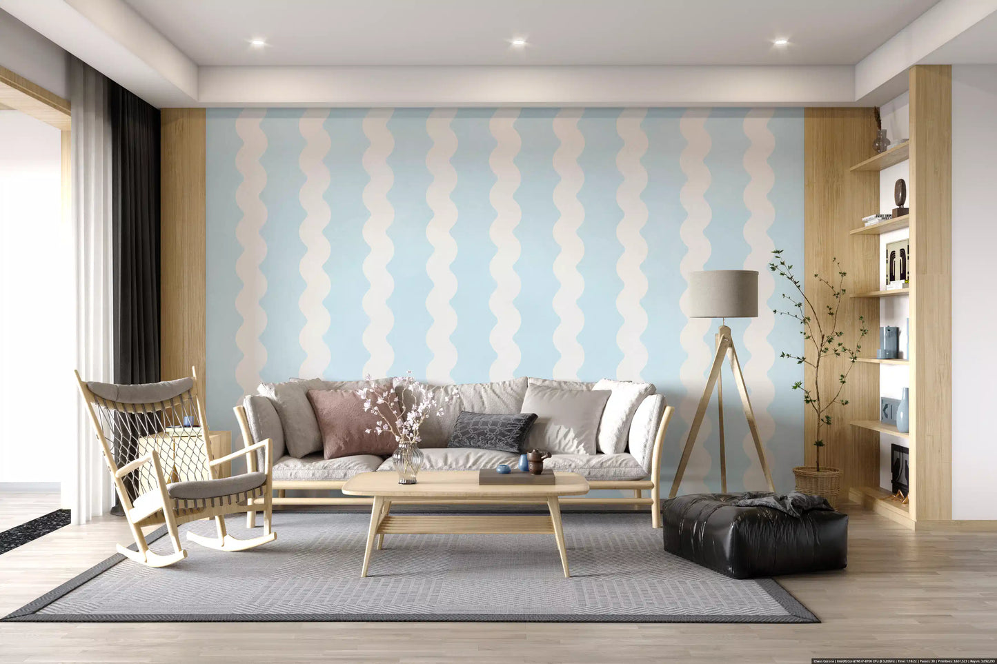 Soft Serenity Wavy Stripes Wall Mural