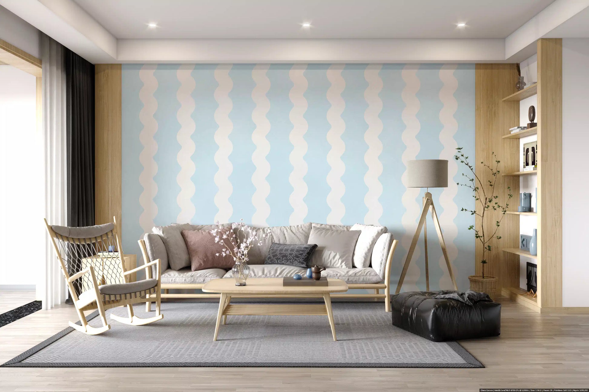 Soft Serenity Wavy Stripes Wall Mural