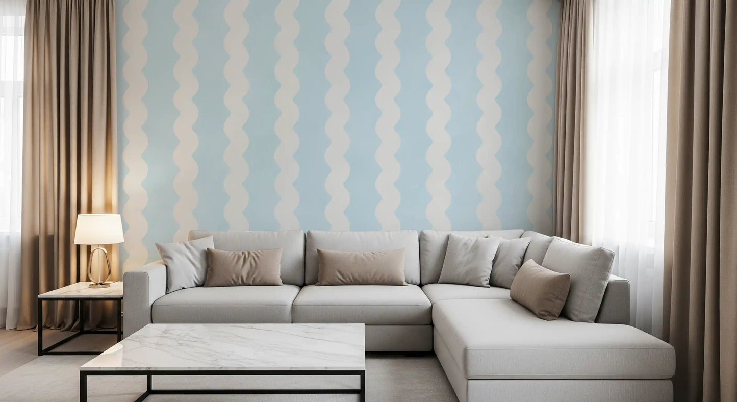 Soft Serenity Wavy Stripes Wall Mural