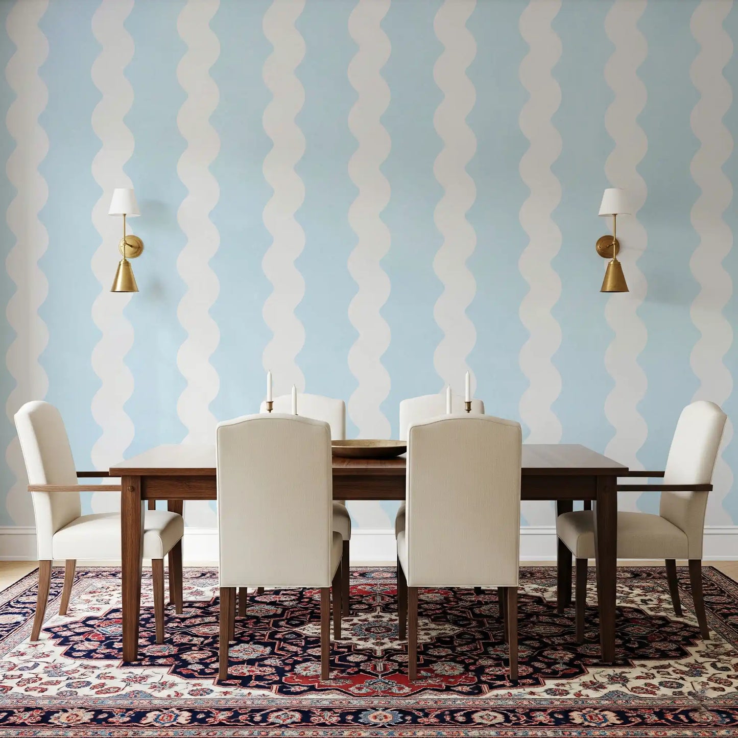 Soft Serenity Wavy Stripes Wall Mural