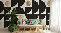 Abstract Gold Sunburst Monochrome Art Wall Mural
