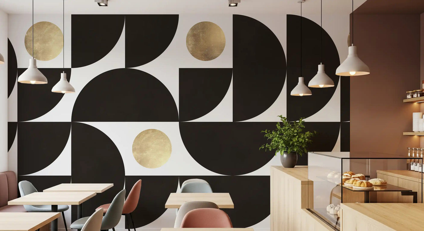 Abstract Gold Sunburst Monochrome Art Wall Mural