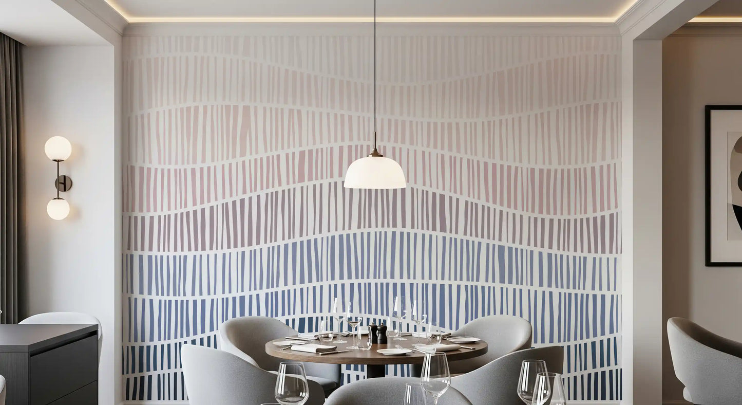 Gradient Waves of Line Art Wall Mural