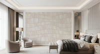 Minimalist Wavy Vertical Lines in Taupe Wall Mural
