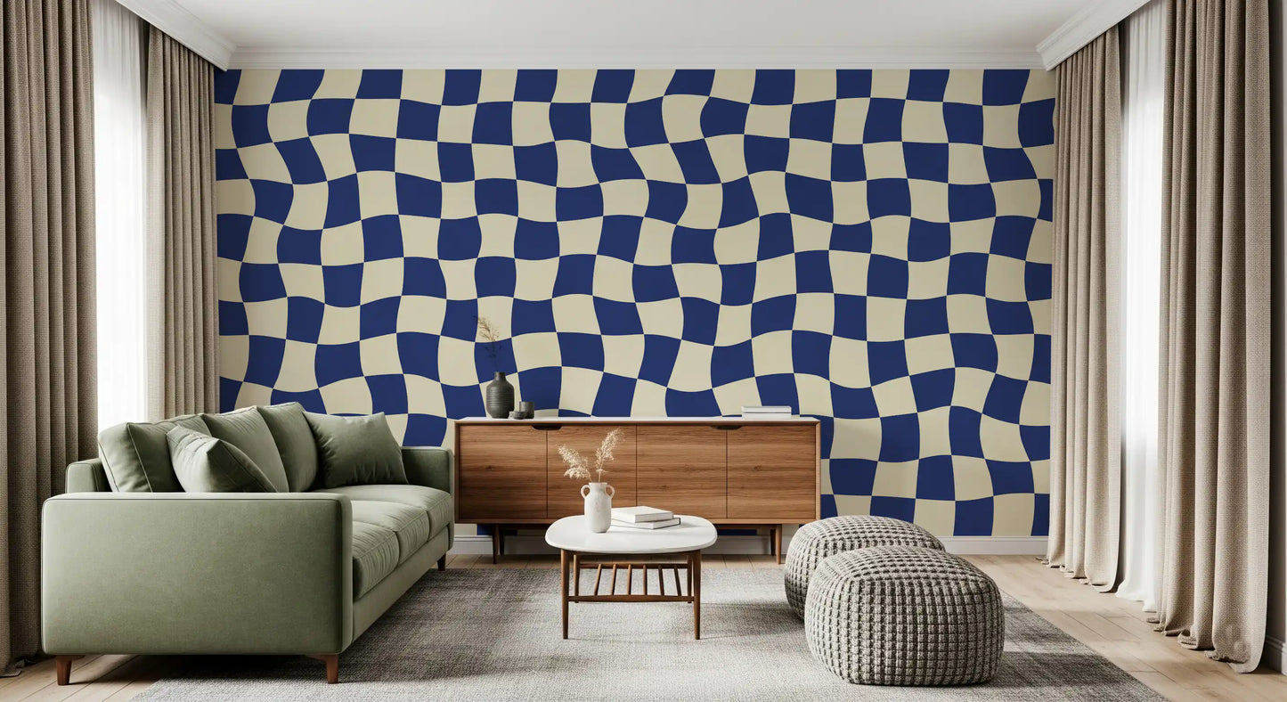 Retro Fluid Checkerboard Wall Mural
