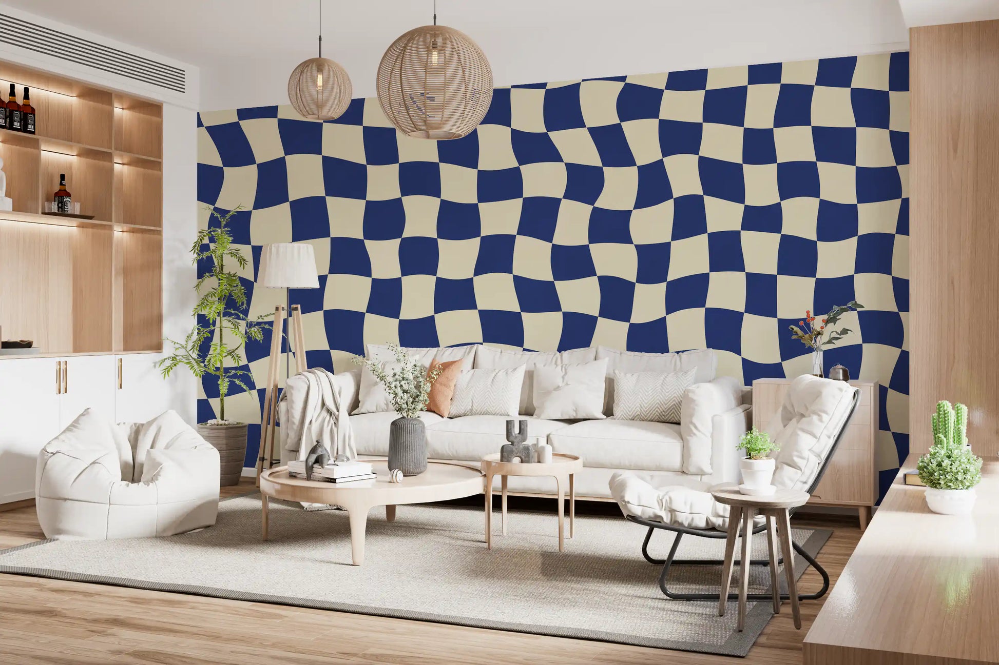 Retro Fluid Checkerboard Wall Mural