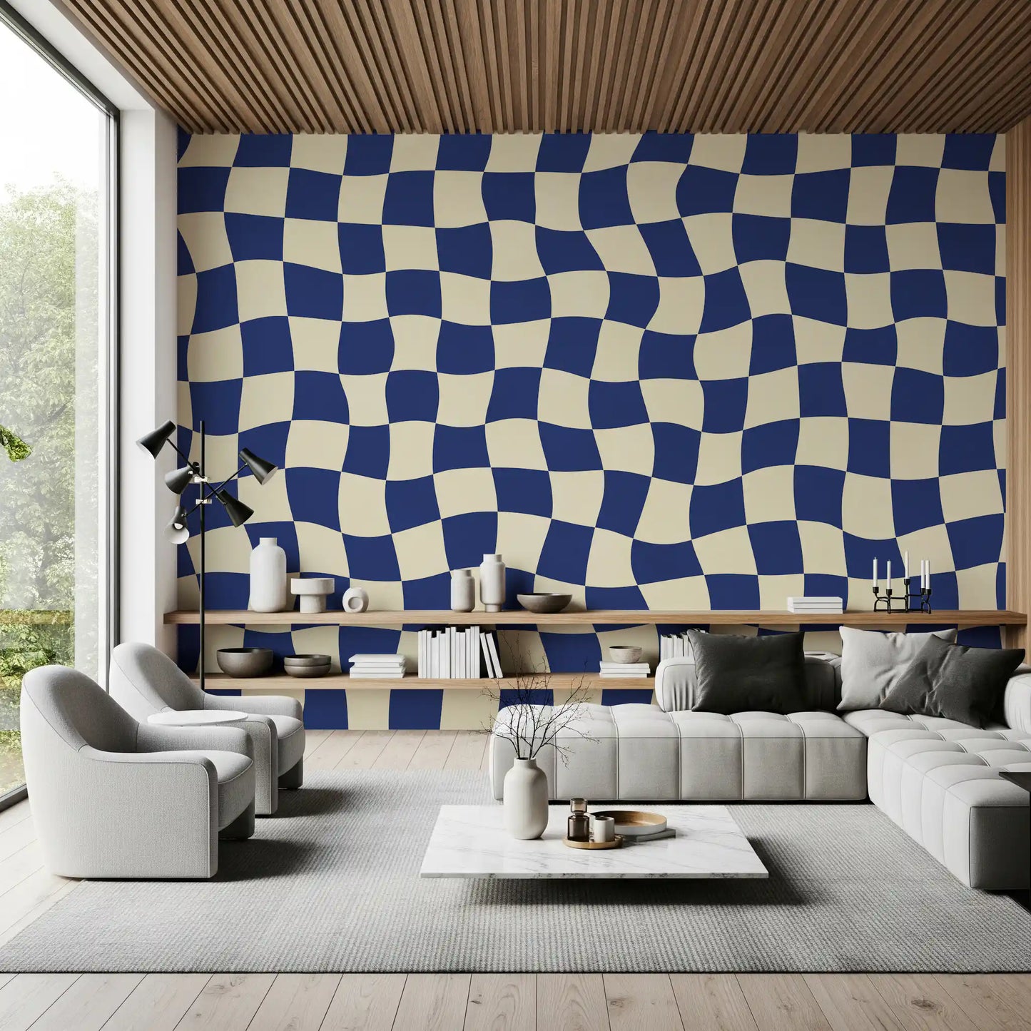 Retro Fluid Checkerboard Wall Mural