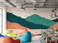 Abstract Terracotta and Teal Range Wall Mural