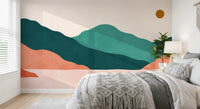 Abstract Terracotta and Teal Range Wall Mural