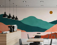 Abstract Terracotta and Teal Range Wall Mural