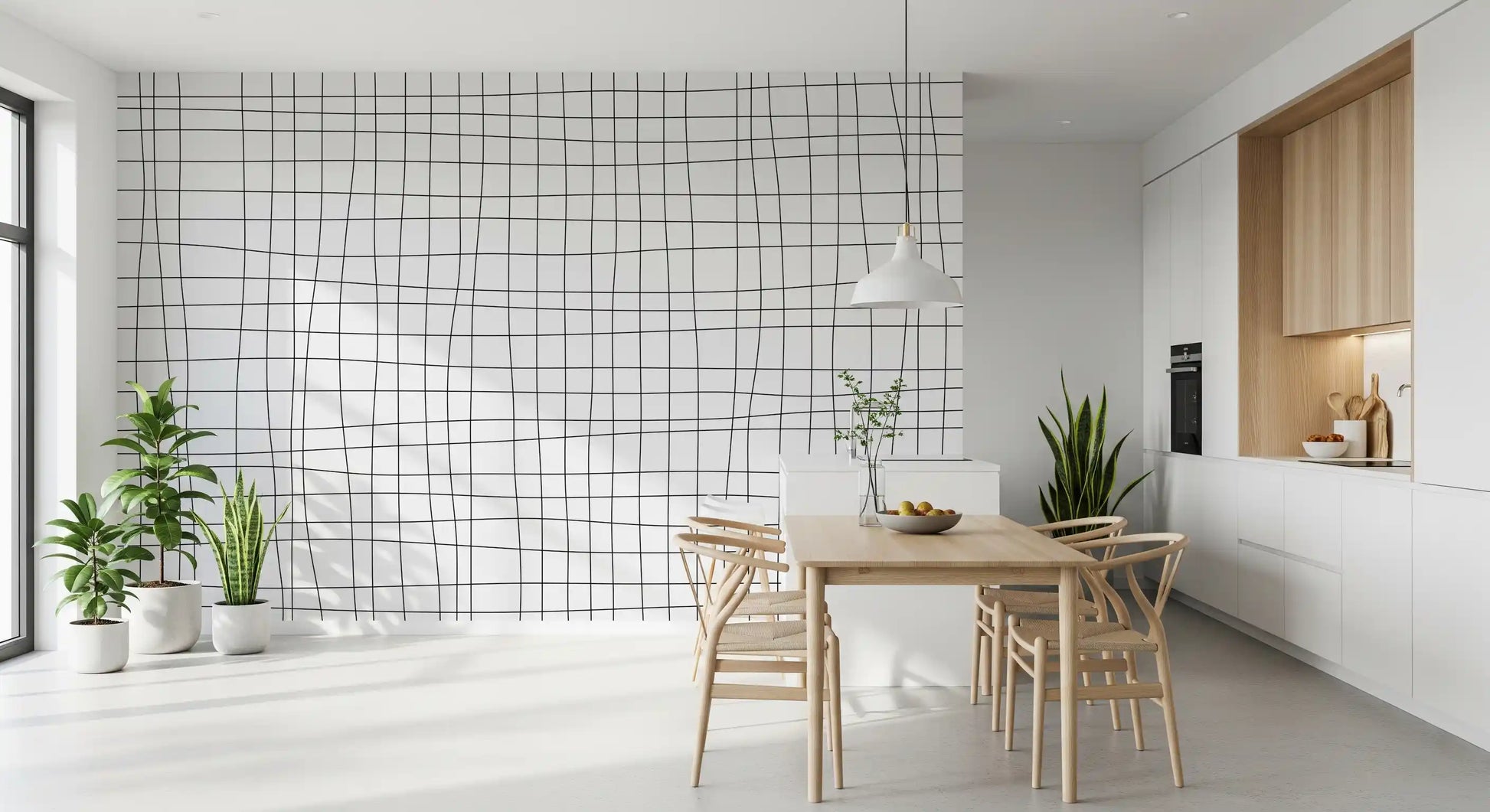 Minimalist Soft Grid Check Wall Mural
