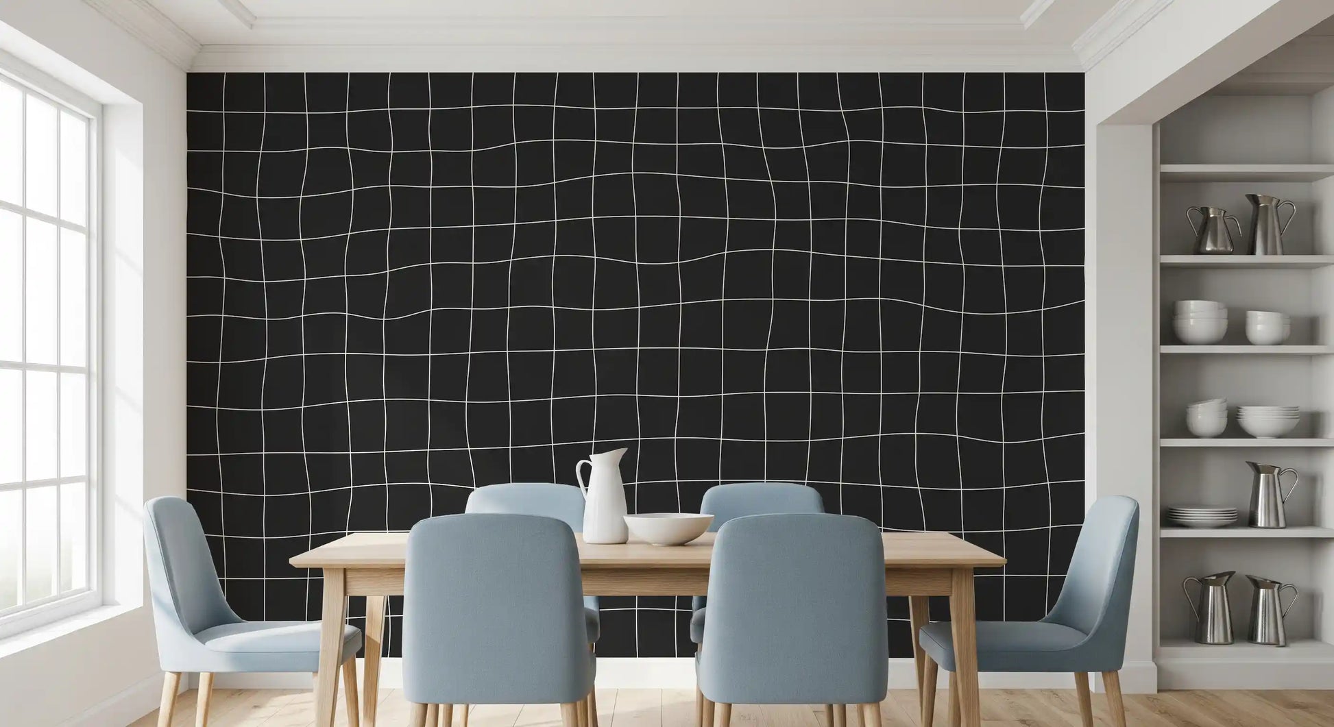Subtle Charcoal Grid Pattern Wall Mural