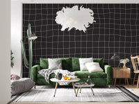 Subtle Charcoal Grid Pattern Wall Mural