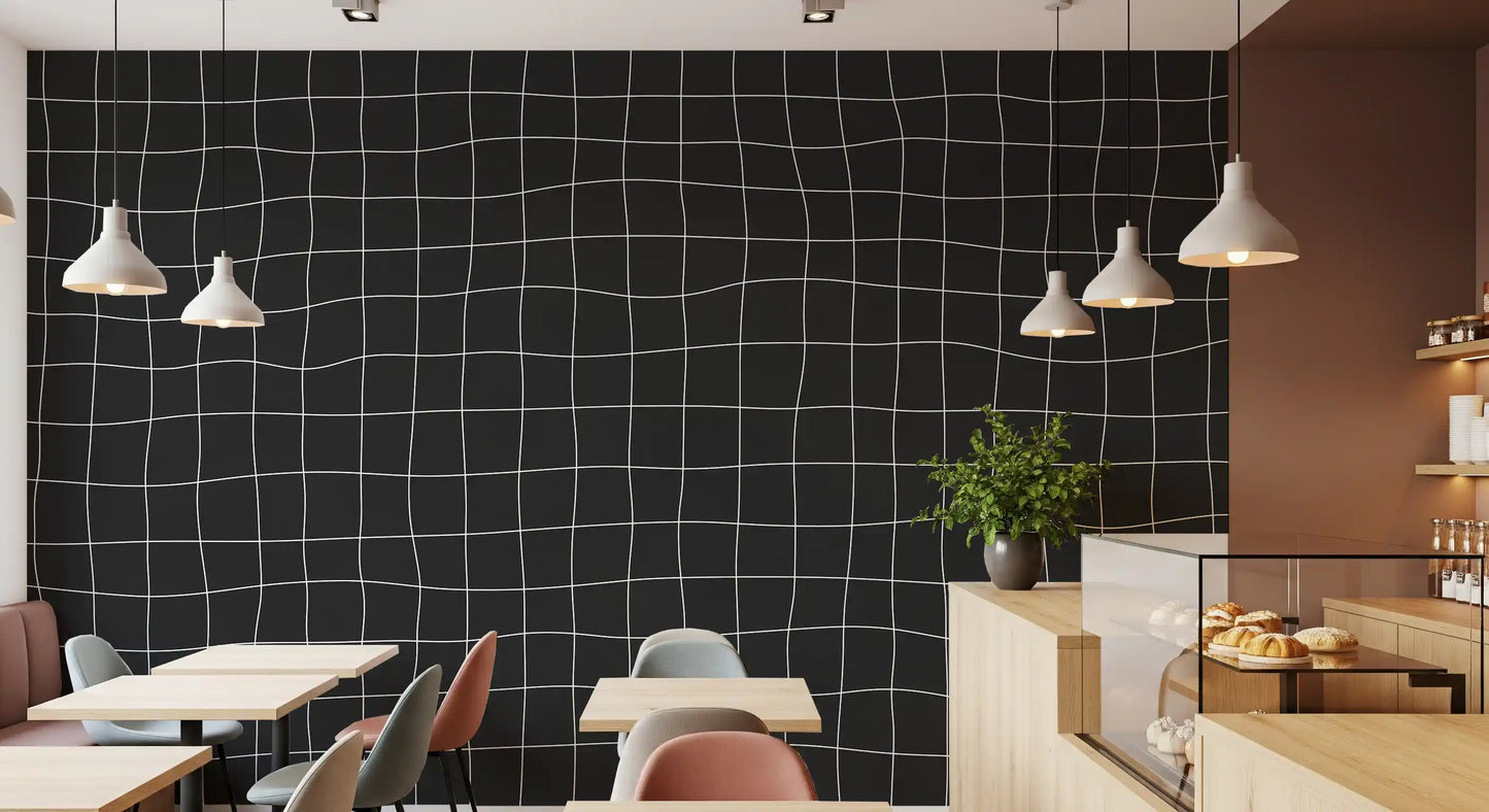 Subtle Charcoal Grid Pattern Wall Mural