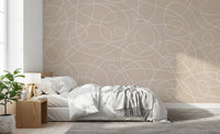 Minimalist Soft Beige Line Art Wall Mural