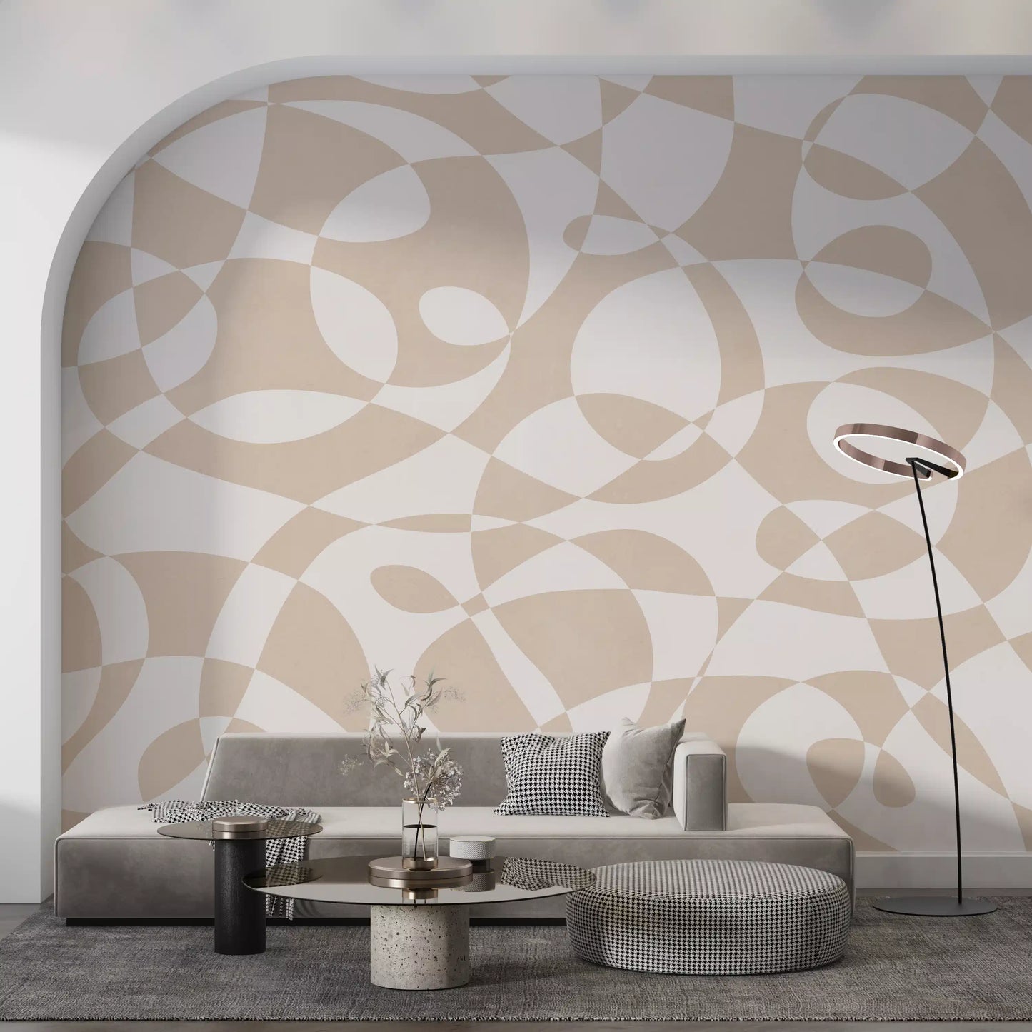 Minimalist Fluid Geometry Wall Mural