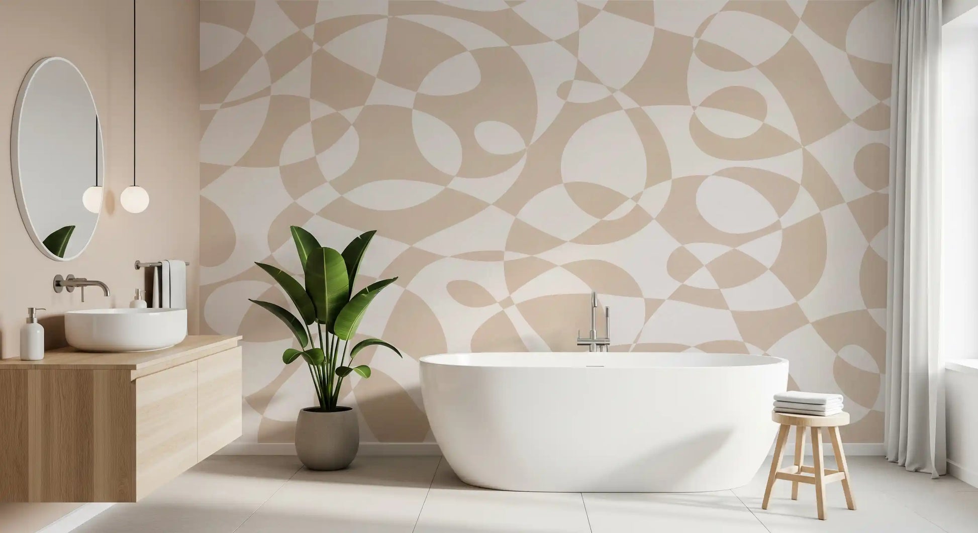 Minimalist Fluid Geometry Wall Mural