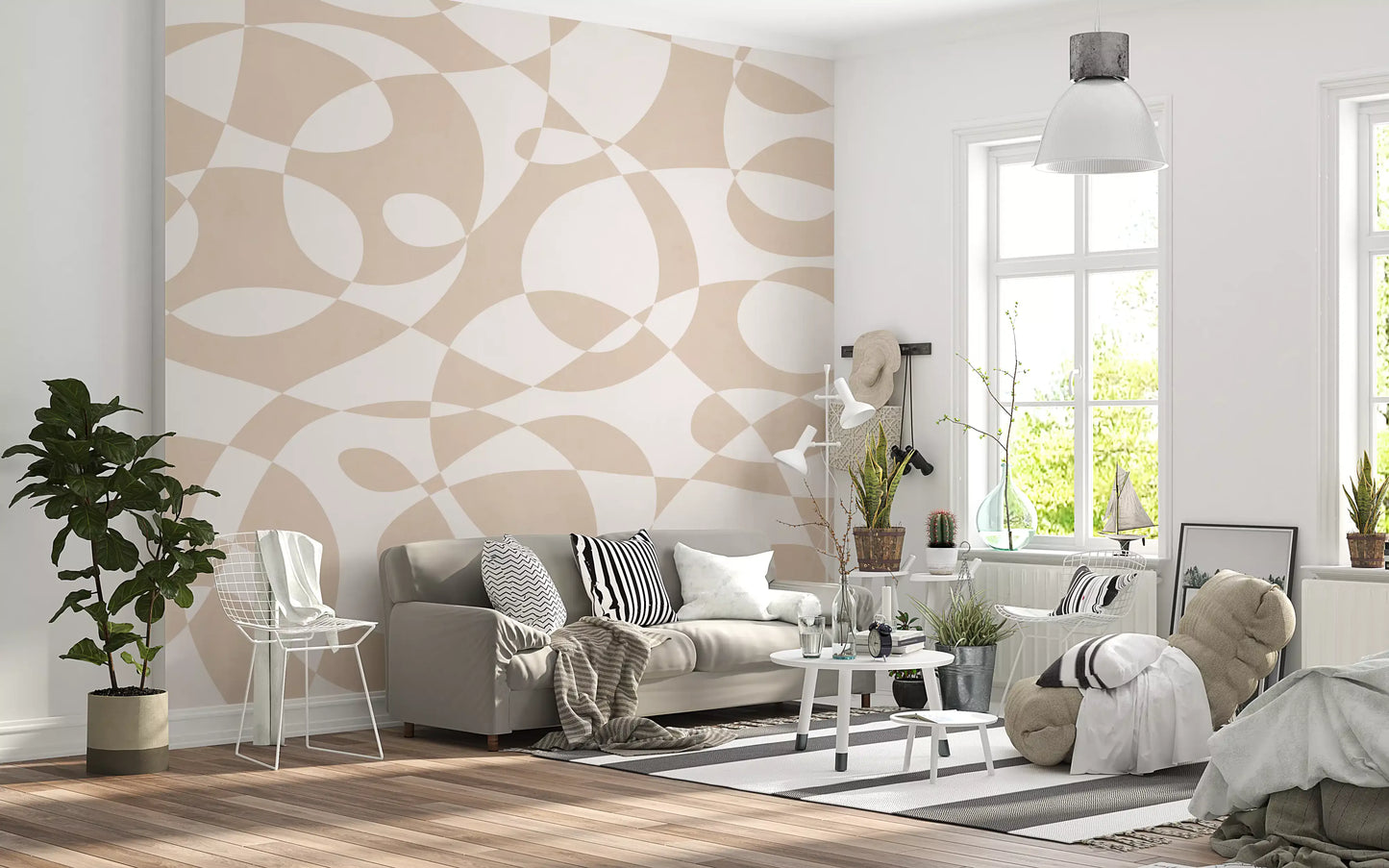 Minimalist Fluid Geometry Wall Mural