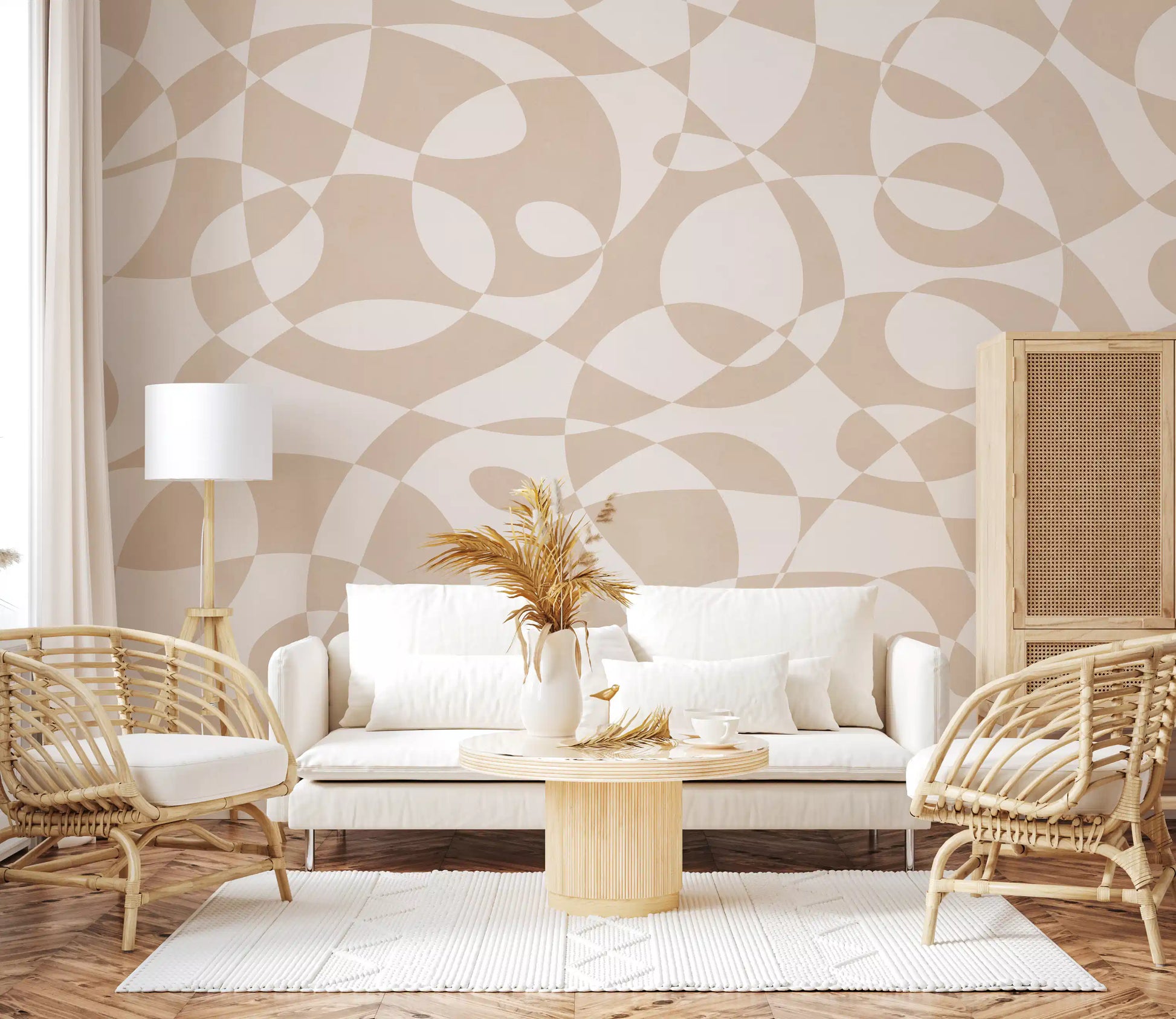 Minimalist Fluid Geometry Wall Mural