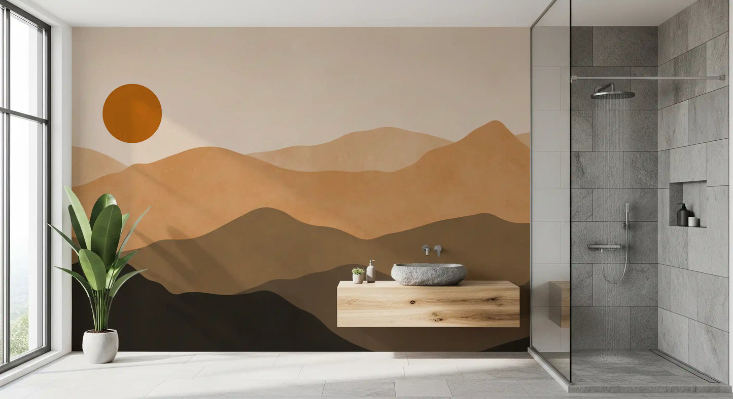 Abstract Mountain Sunset Vista Wall Mural