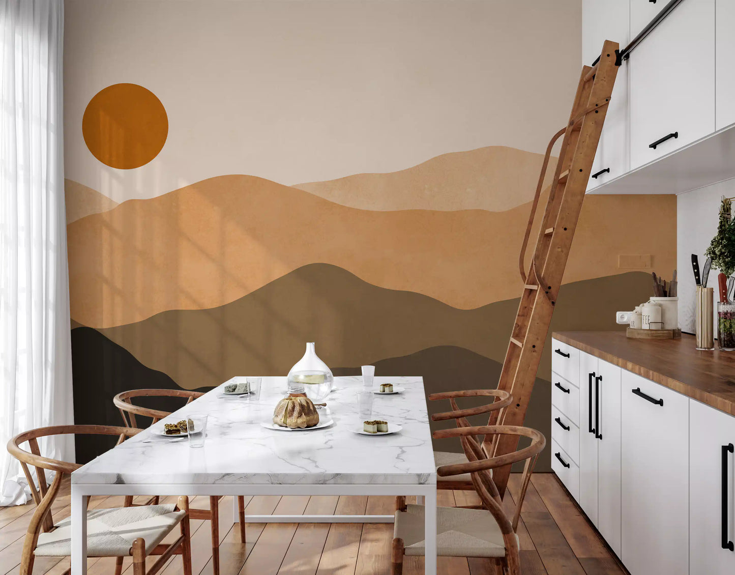 Abstract Mountain Sunset Vista Wall Mural