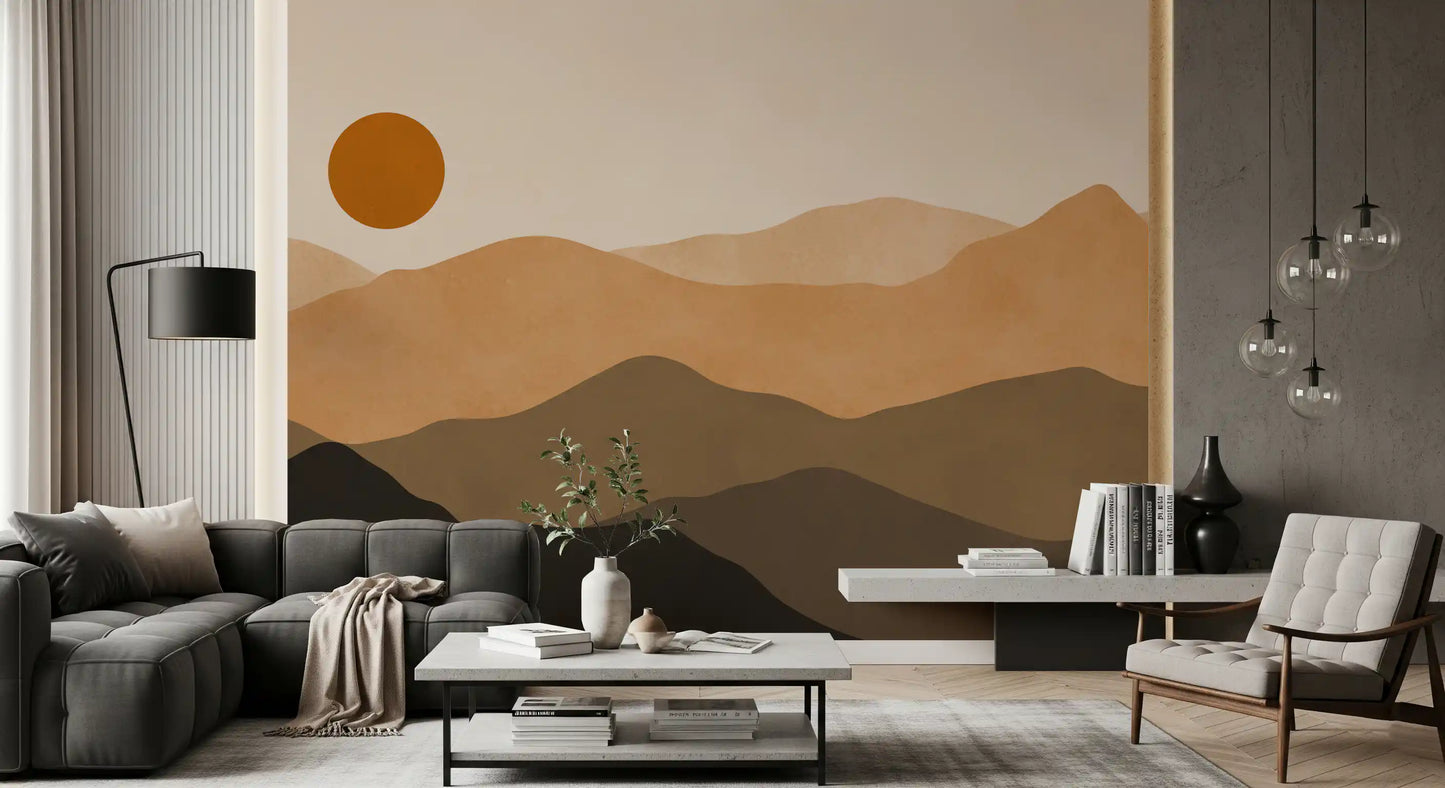 Abstract Mountain Sunset Vista Wall Mural