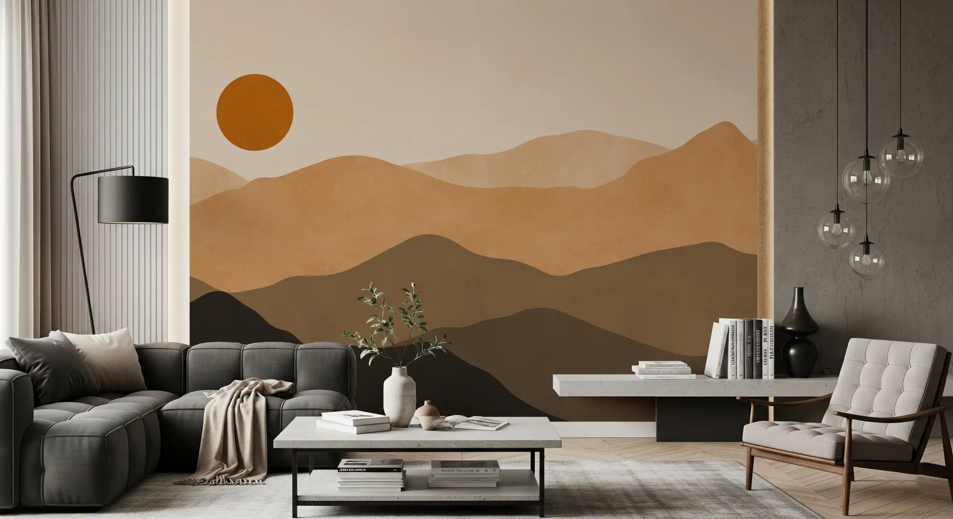 Abstract Mountain Sunset Vista Wall Mural