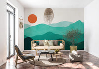 Abstract Sunlit Mountain Peaks Wall Mural