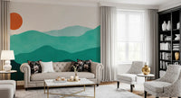 Abstract Sunlit Mountain Peaks Wall Mural