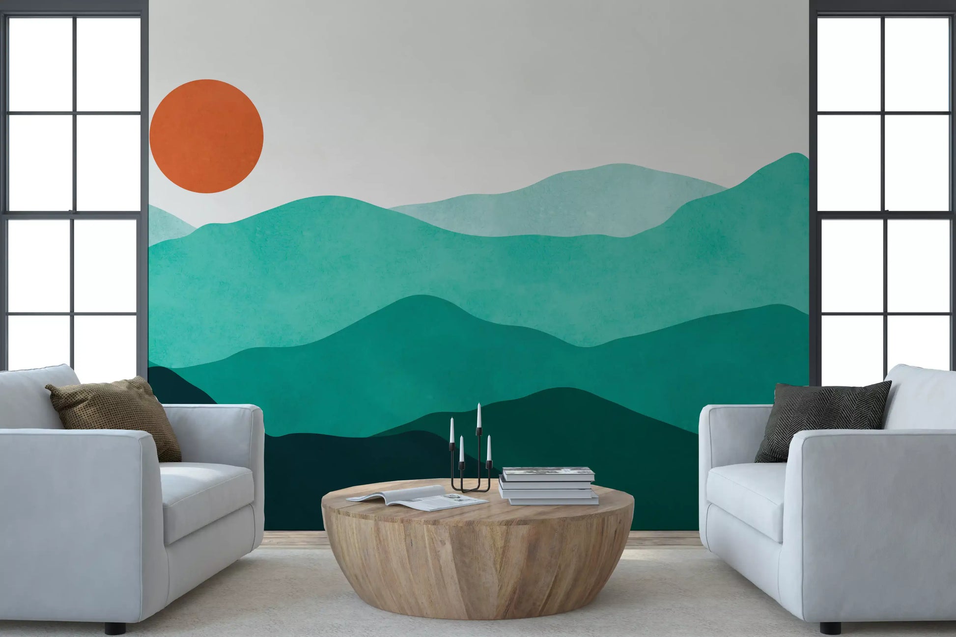 Abstract Sunlit Mountain Peaks Wall Mural