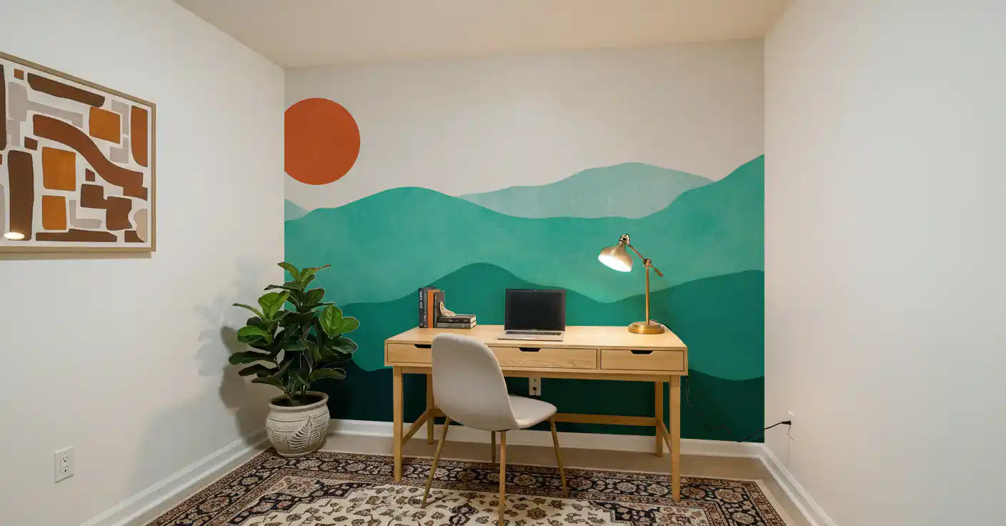 Abstract Sunlit Mountain Peaks Wall Mural