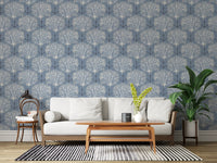Coastal Marine Coral and Anchor Pattern Wallpaper⁠