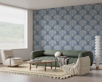 Coastal Marine Coral and Anchor Pattern Wallpaper⁠
