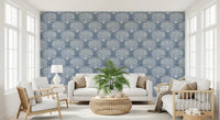Coastal Marine Coral and Anchor Pattern Wallpaper⁠