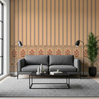 Peach Heritage Stripe and Bloom Wall Mural