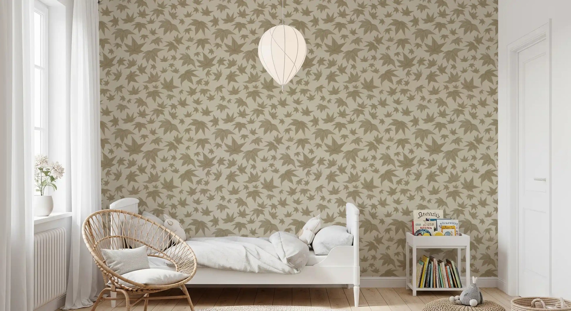 Japanese Maple Leaves - Soft Beiges Wallpaper⁠