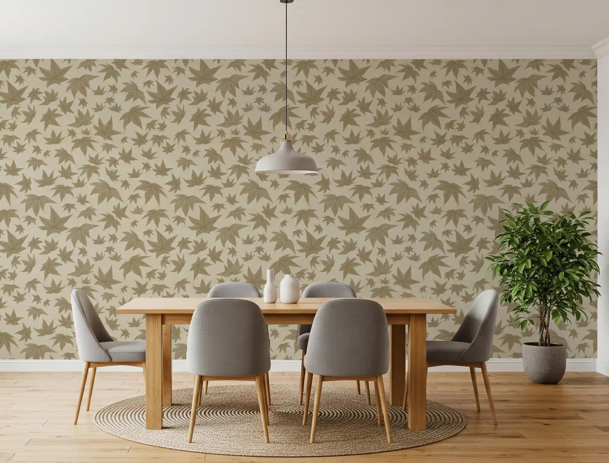 Japanese Maple Leaves - Soft Beiges Wallpaper⁠