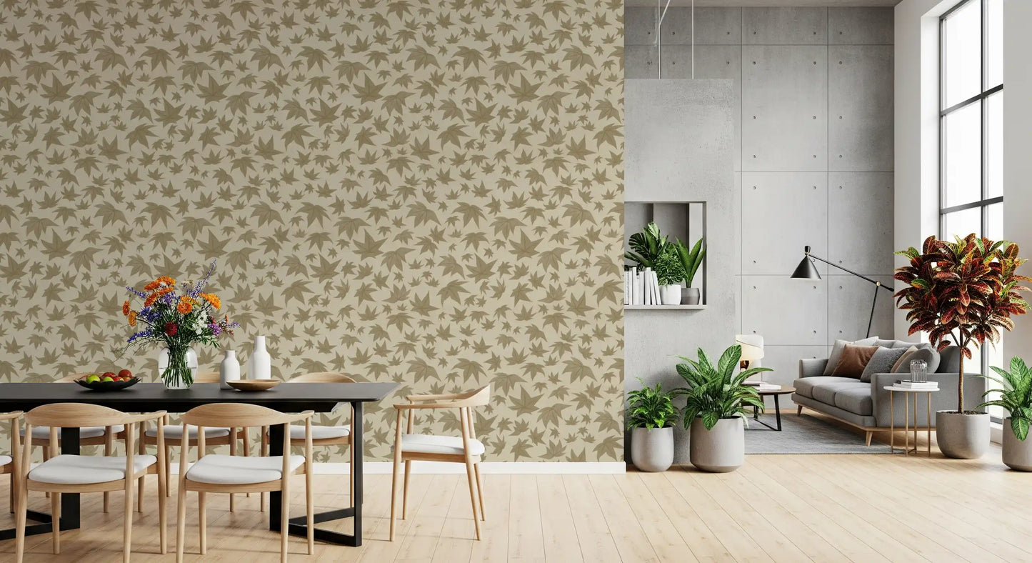 Japanese Maple Leaves - Soft Beiges Wallpaper⁠