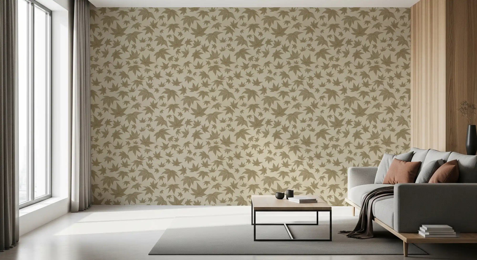Japanese Maple Leaves - Soft Beiges Wallpaper⁠