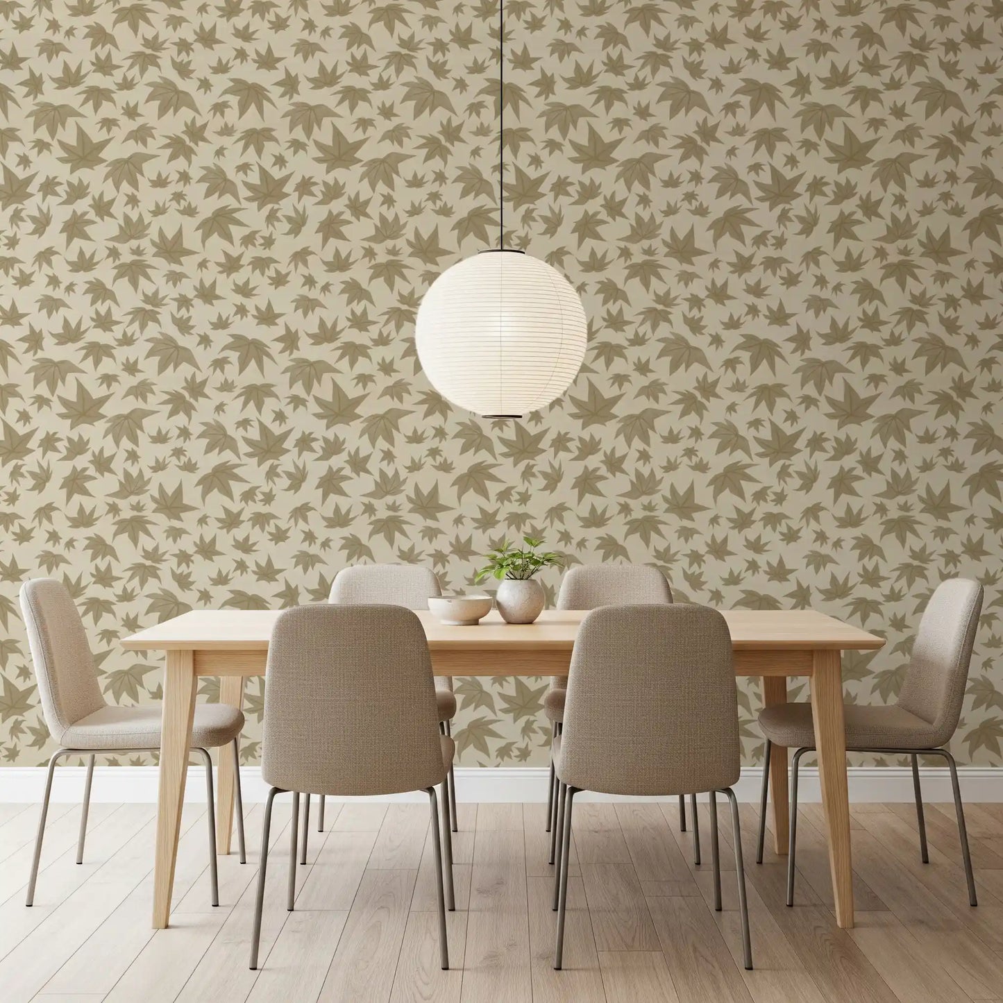 Japanese Maple Leaves - Soft Beiges Wallpaper⁠